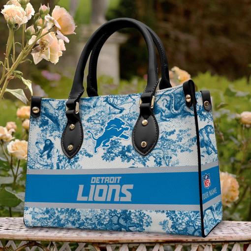 Detroit Lions Personalized Leather Hand Bag Mockup 2