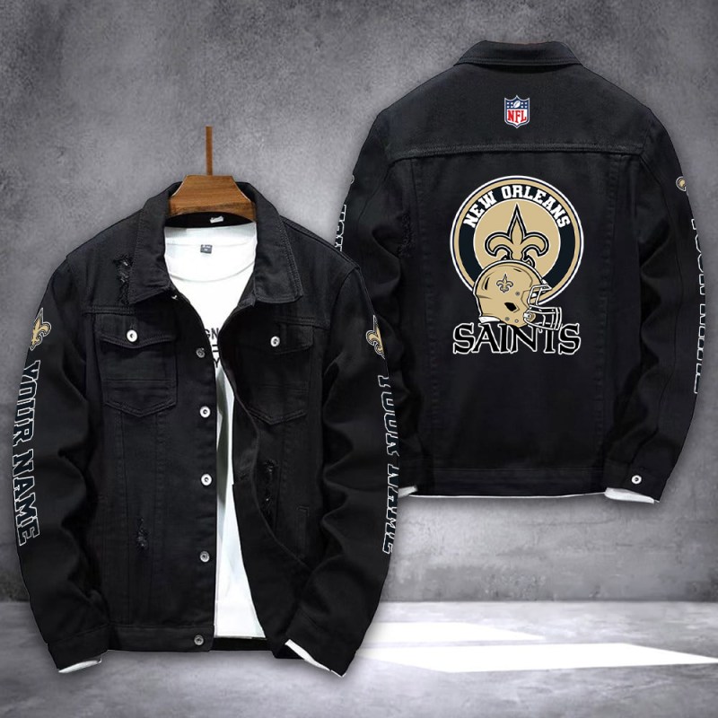New Orleans Saints Denim Jacket Back View
