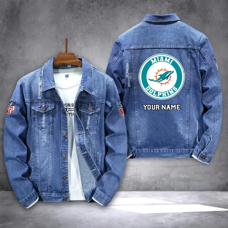 Miami Dolphins Denim Jacket - Front View