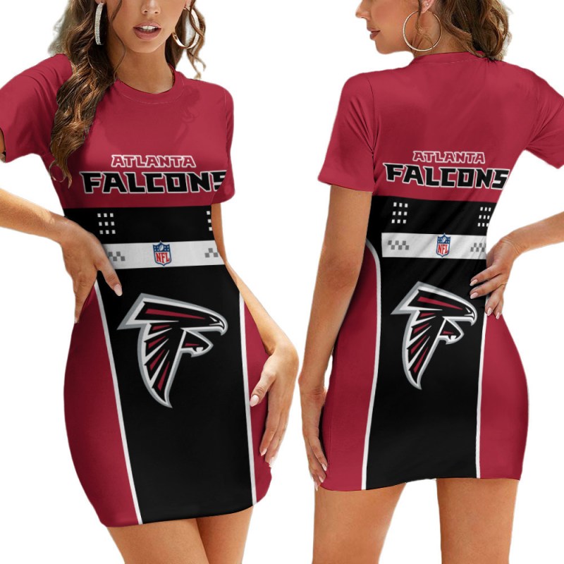Atlanta Falcons Casual Short Sleeve Bodycon Mini Dress
