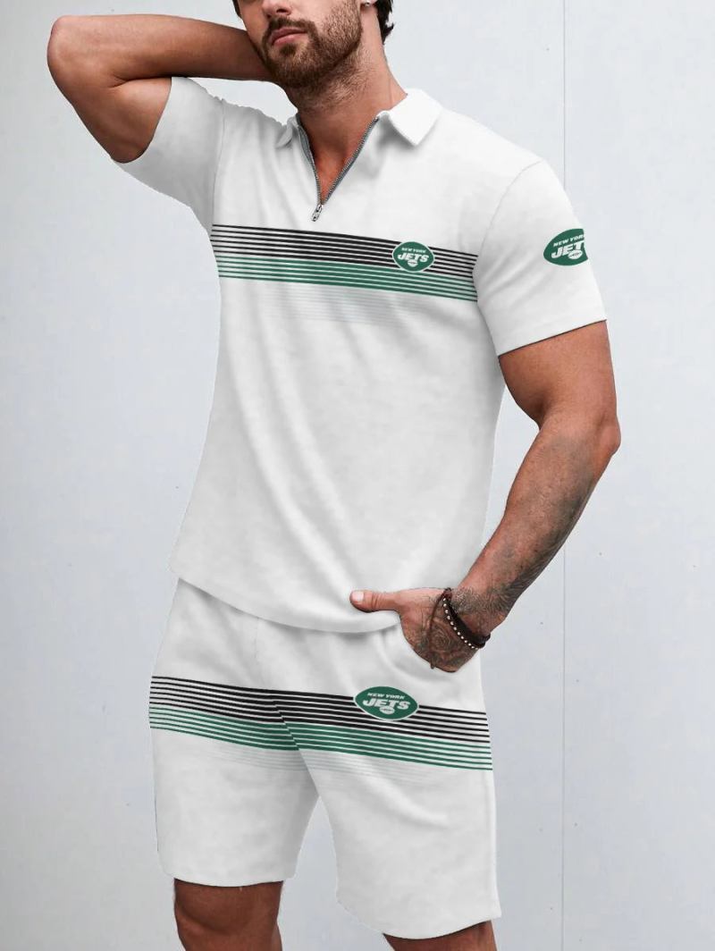New York Jets Limited Edition ZIP Polo Shirt And Shorts Two-Piece Suit