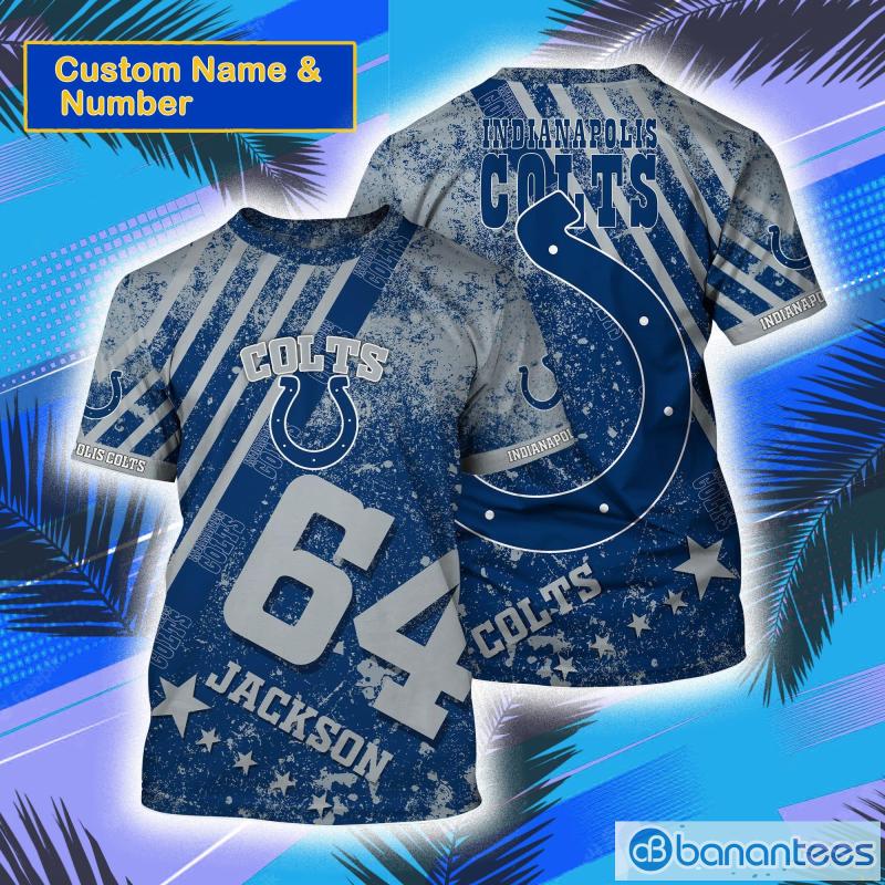 Indianapolis Colts NFL Custom Name And Number All Over Print 3D T-Shirt