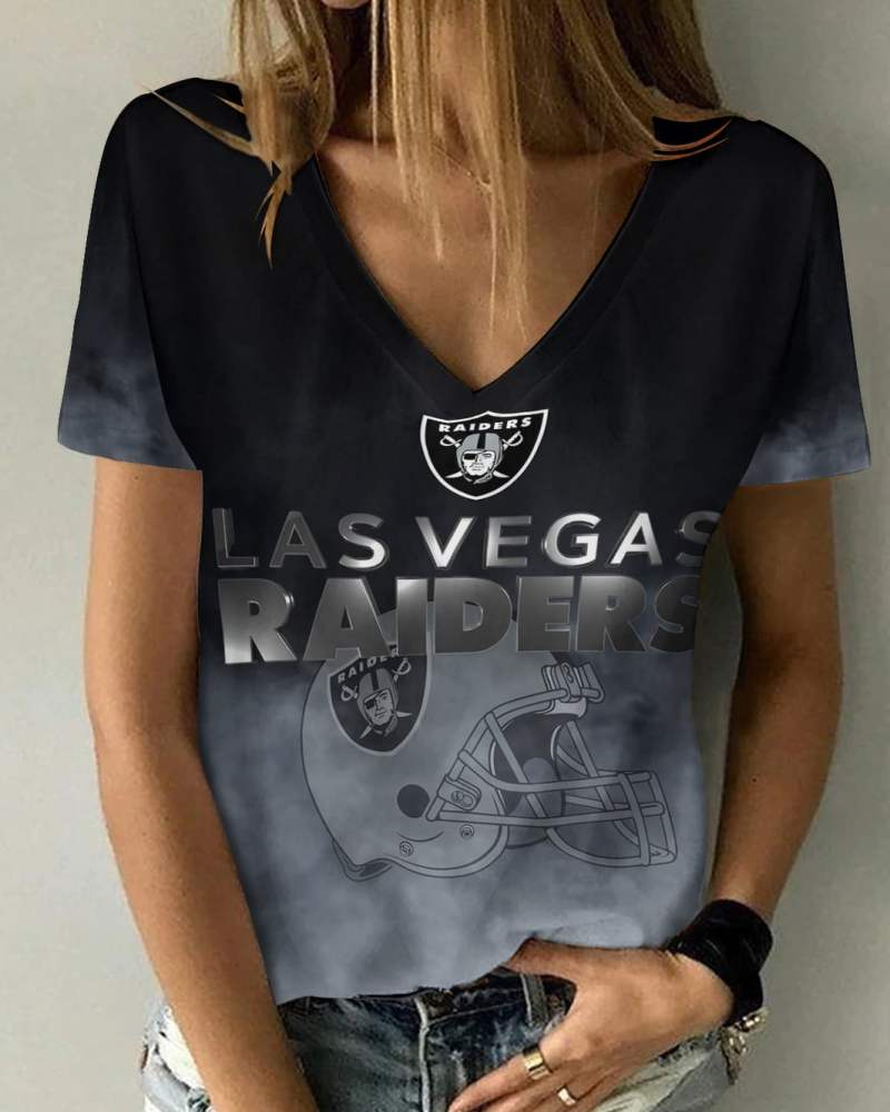 Las Vegas Raiders V-neck Women T-shirt 1