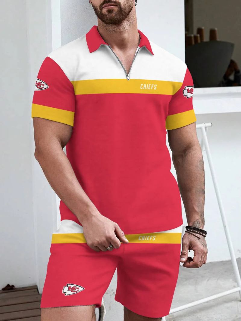Kansas City Chiefs ZIP Polo Shirt and Shorts