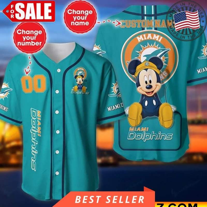 Miami Dolphins Personalized Baseball Jersey