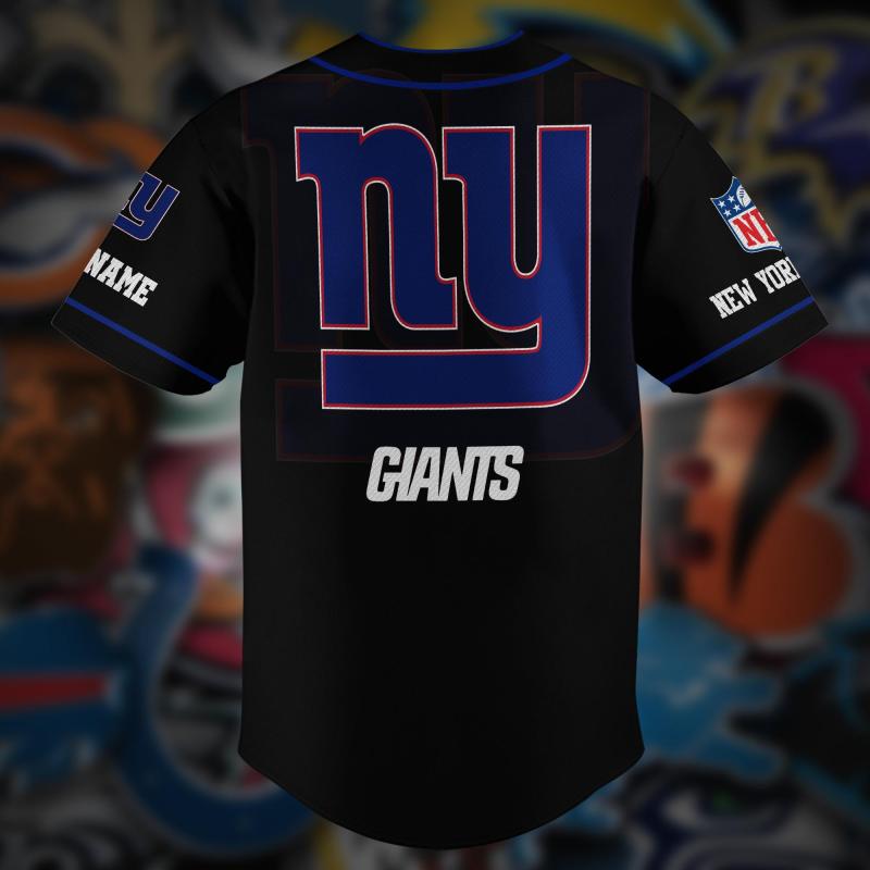 New York Giants Personalized Baseball Jersey - Back View