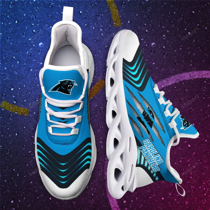 Carolina Panthers Yezy Running Sneakers Side View