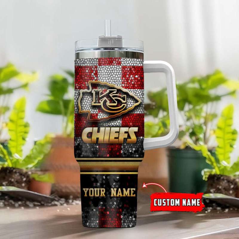 Kansas City Chiefs Personalized NFL Glitter 40oz Stanley Tumbler