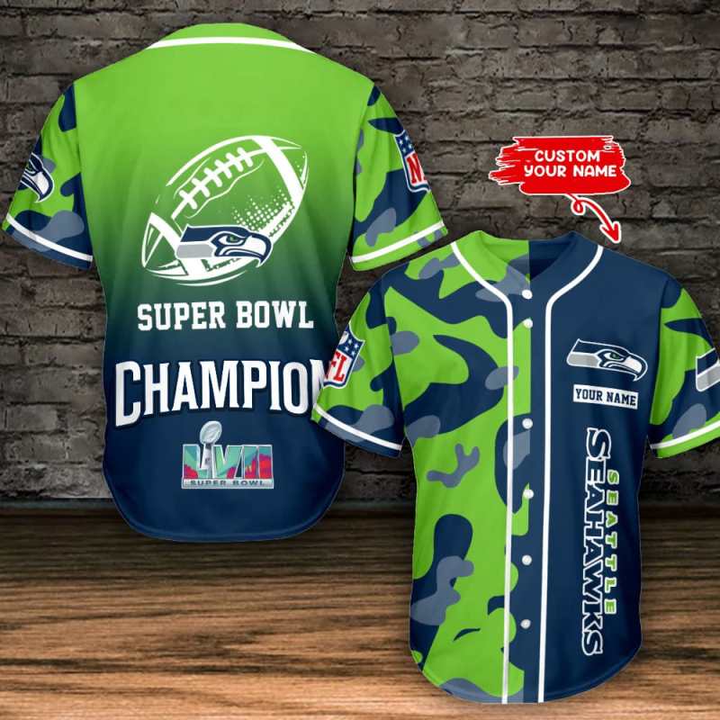 Seattle Seahawks Personalized Baseball Jersey