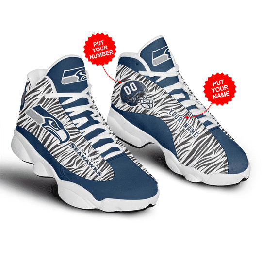 Seattle Seahawks Personalized Sneakers Back View