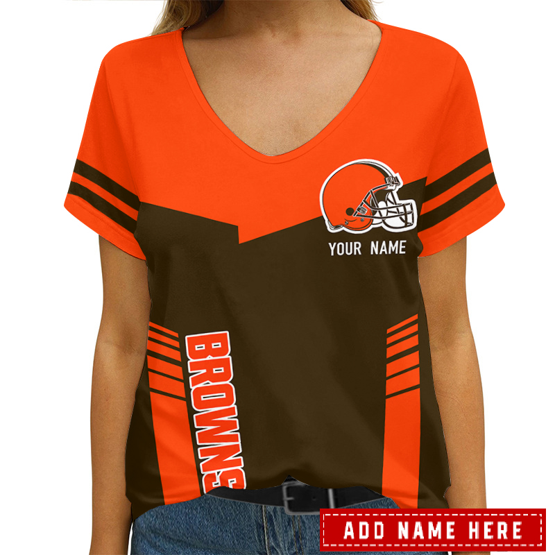 Cleveland Browns Personalized V-neck Women T-shirt