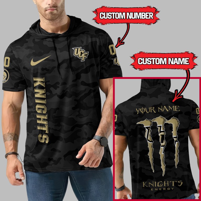 UCF Knights Personalized Camo Short Sleeve Hoodie - Detail View