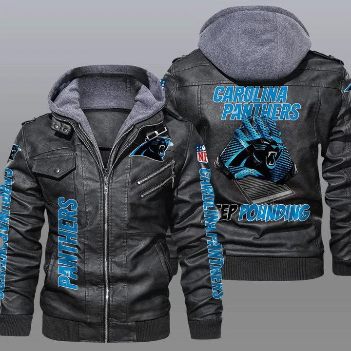 Carolina Panthers Leather Jacket - Front