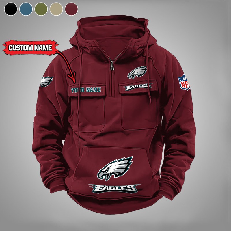 Red Philadelphia Eagles Zip Hoodie