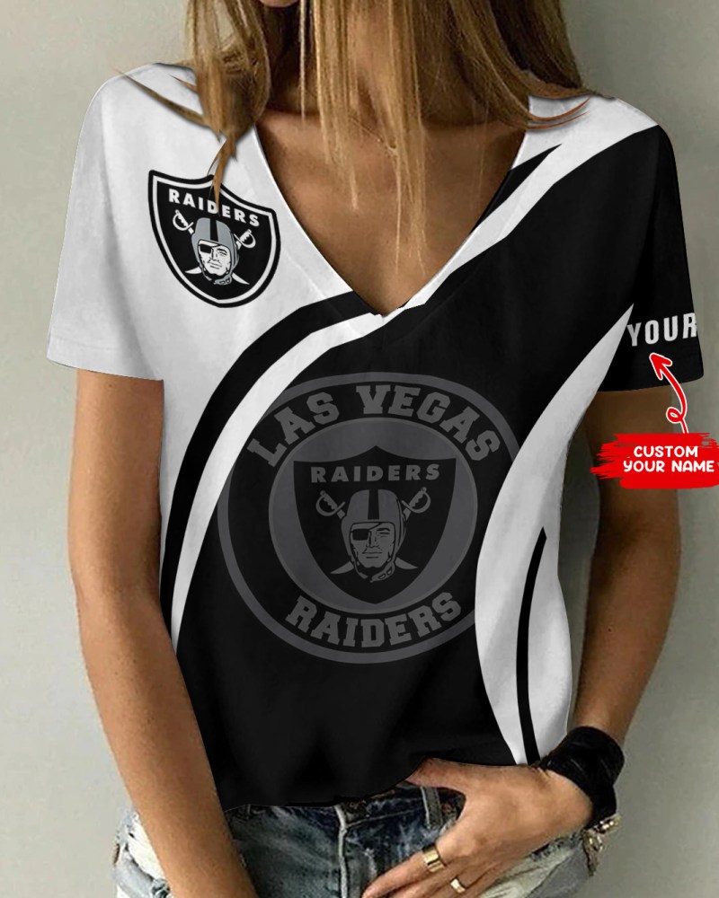 Las Vegas Raiders Personalized Summer V-neck Women's T-shirt