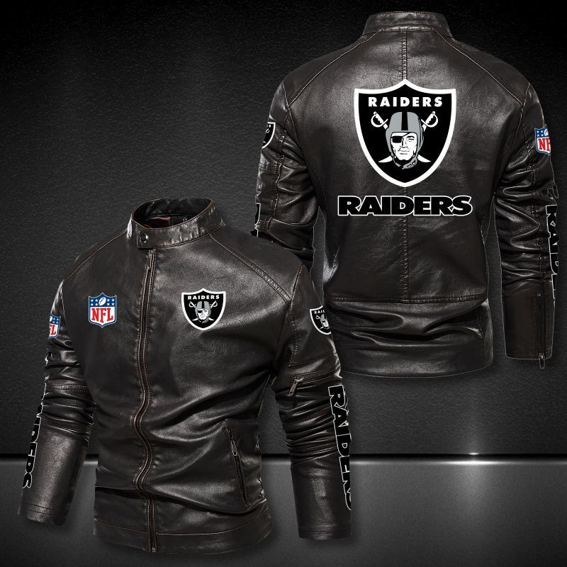 Las Vegas Raiders Stand-up Collar Leather Jacket