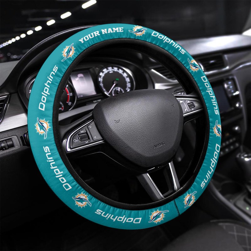 Miami Dolphins Personalized 3D Steering Wheel Cover
