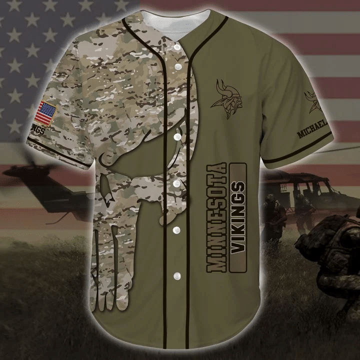Minnesota Vikings Personalized Baseball Jersey