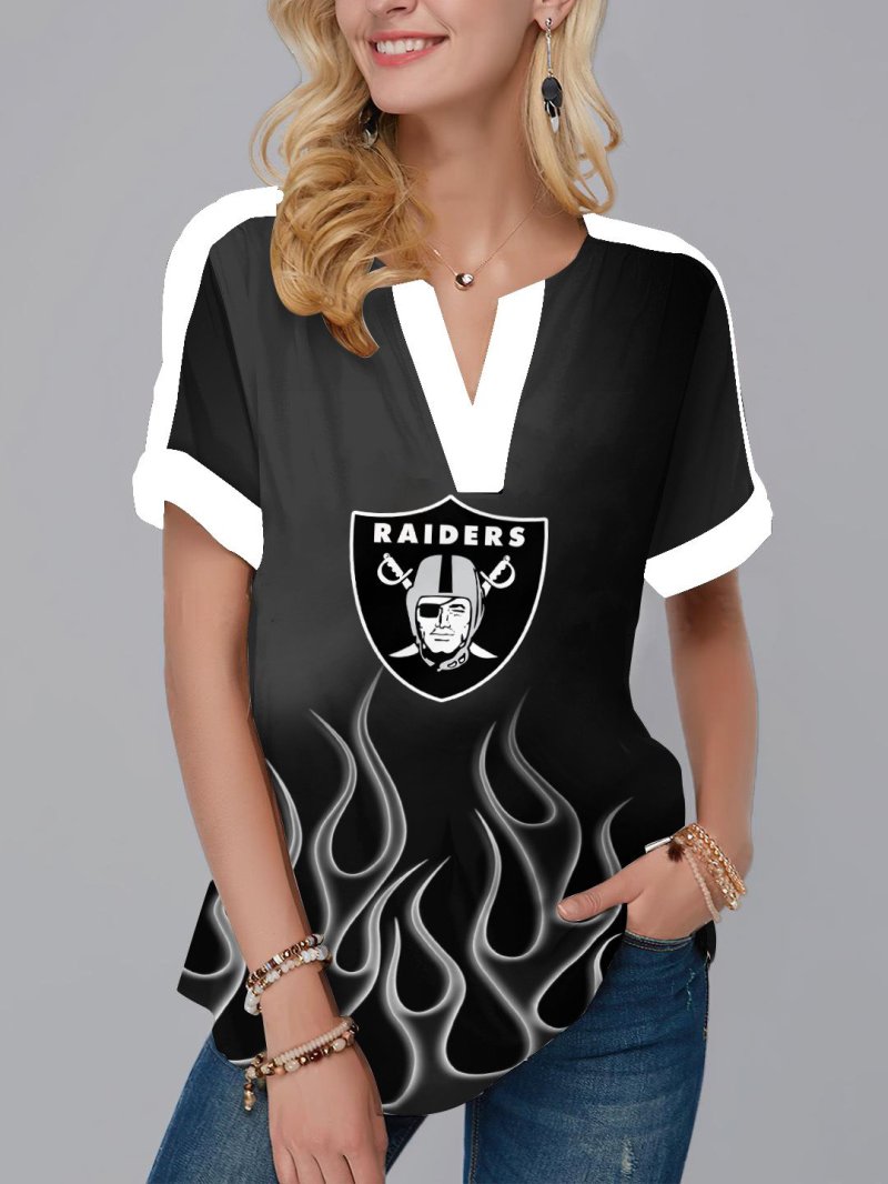 Las Vegas Raiders Fashion Short Sleeve V-Neck Shirt