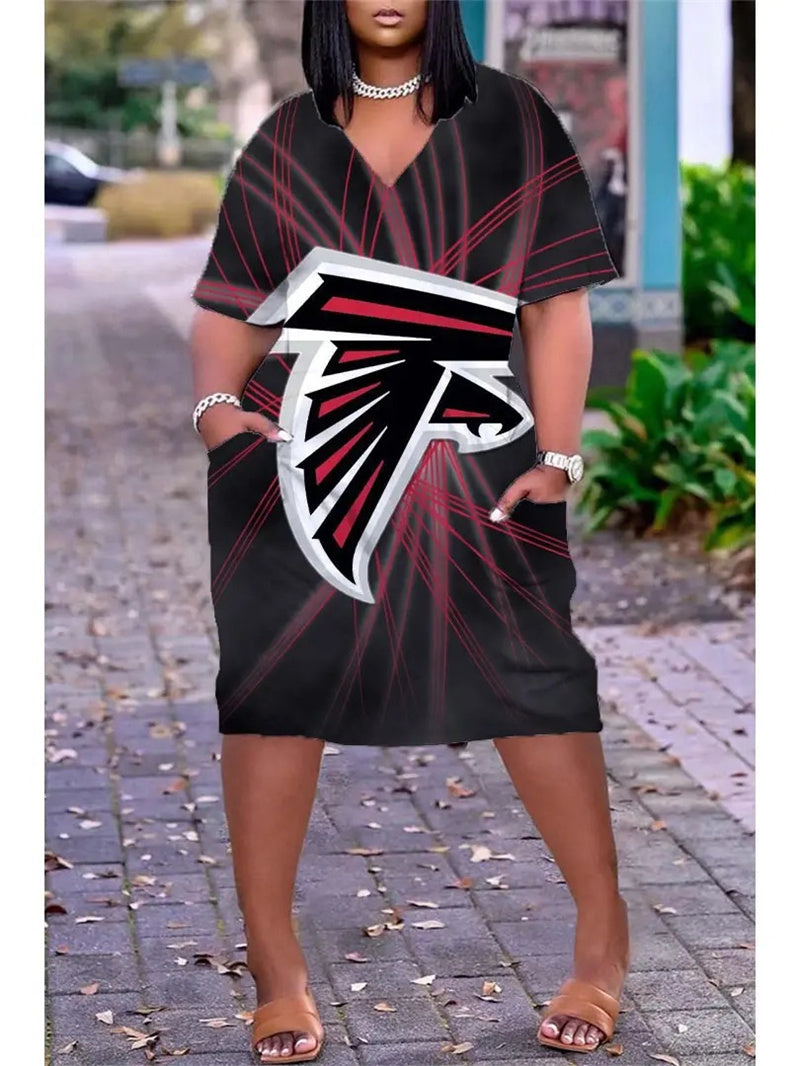 Atlanta Falcons V-neck Casual Pocket Dress