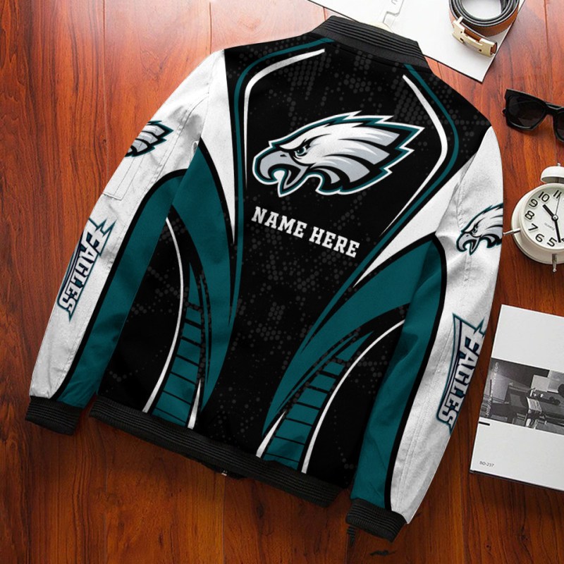 Philadelphia Eagles Personalized Bomber Jacket Detail