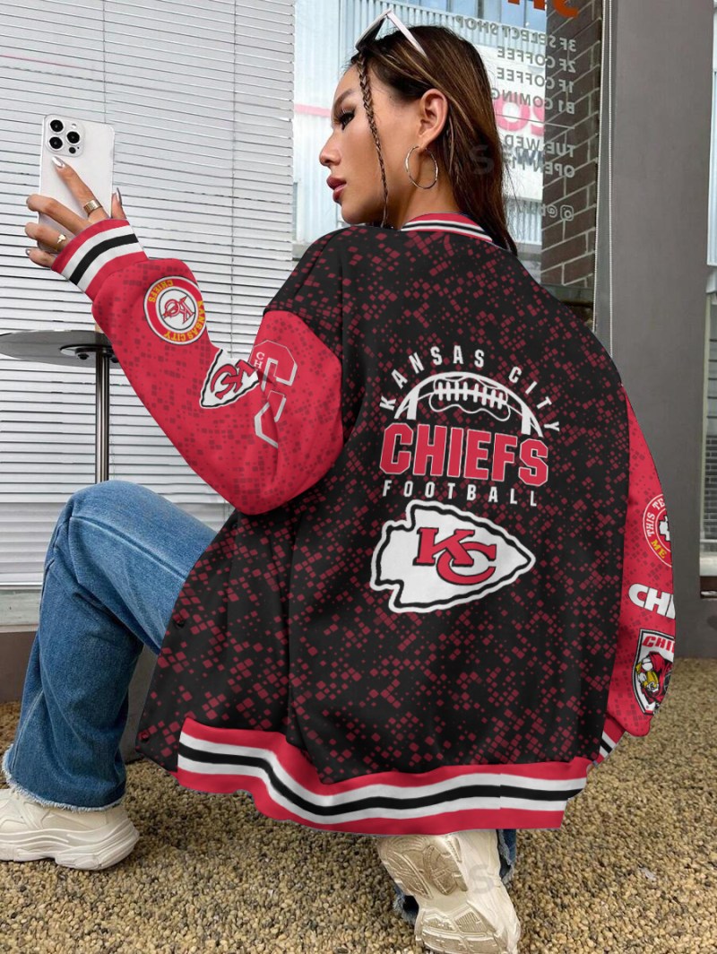 Kansas City Chiefs Varsity Jacket in action