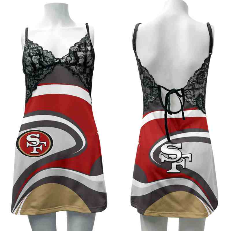 San Francisco 49ers Lace Back Strap Slip Dress Image 1