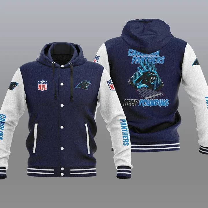 Carolina Panthers Hooded Button Jacket Front View