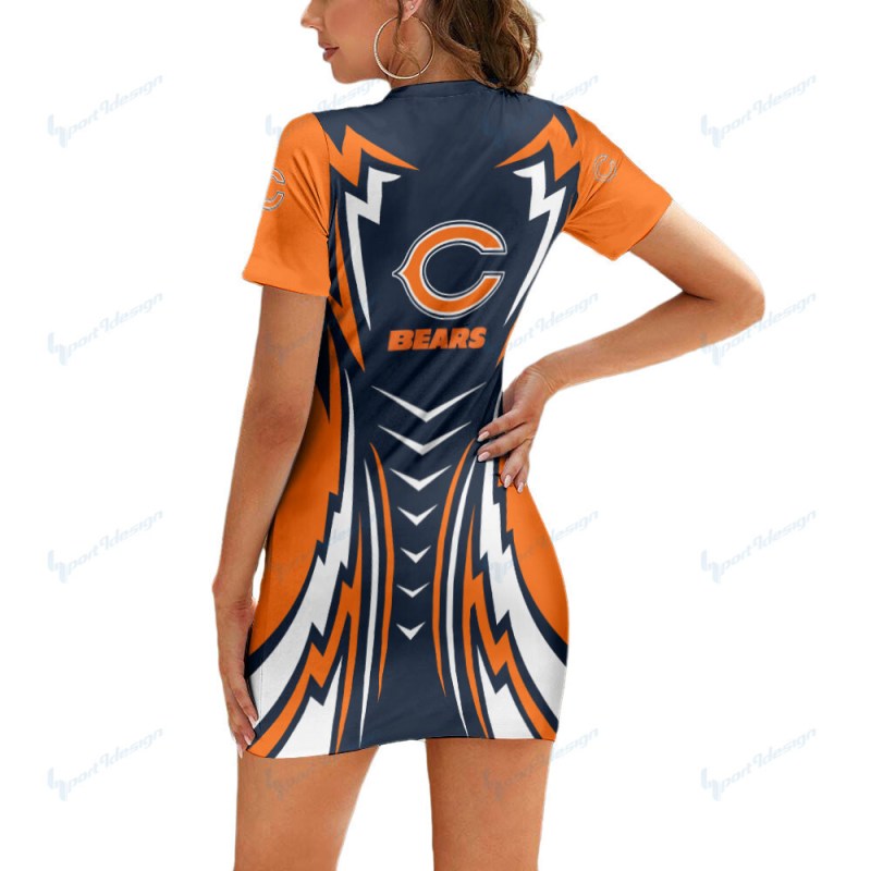 Chicago Bears Short Sleeve Bodycon Mini Dress - Back View