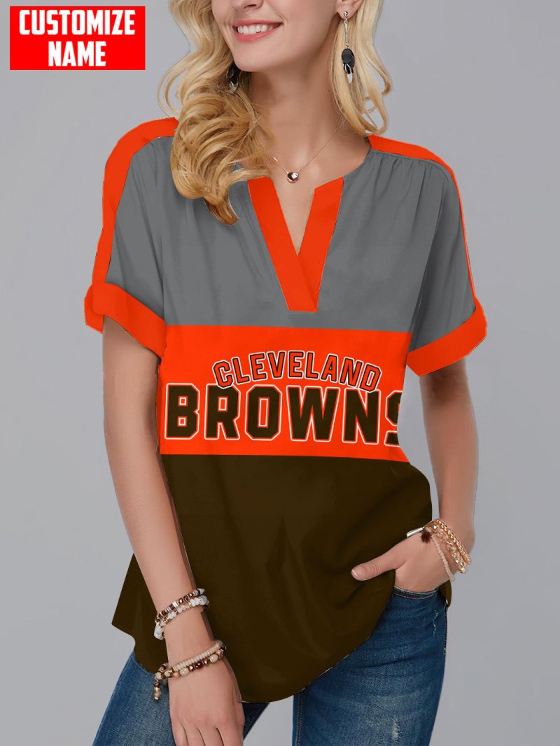 Cleveland Browns Personalized Fashion Short Sleeve V-Neck Shirt