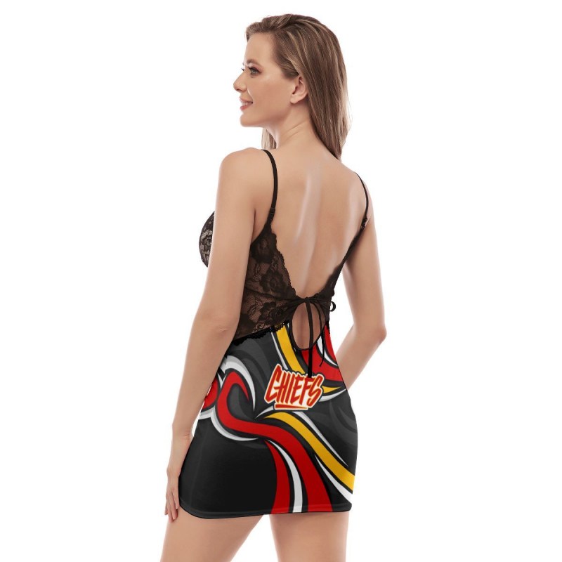 Kansas City Chiefs Lace Back Strap Slip Dress