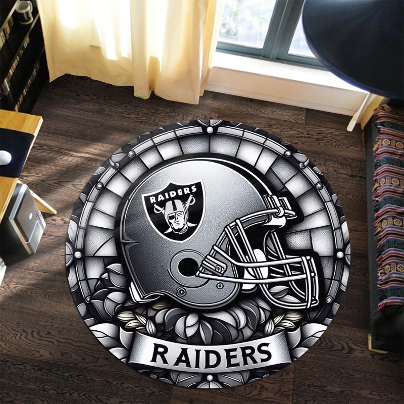 Las Vegas Raiders Round Rug