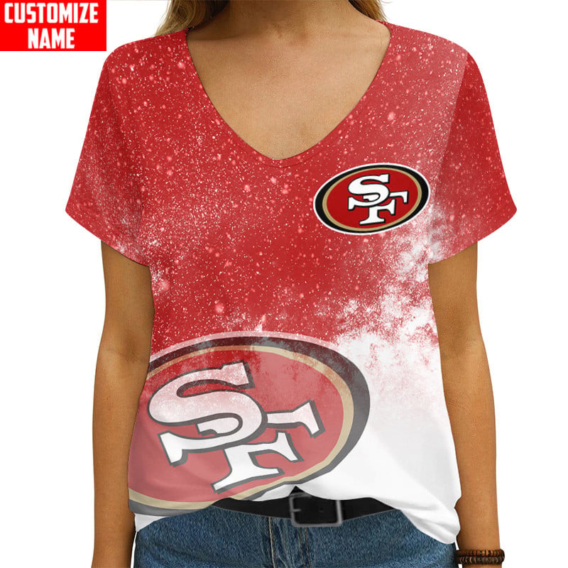 San Francisco 49ers Personalized V-neck Women T-shirt