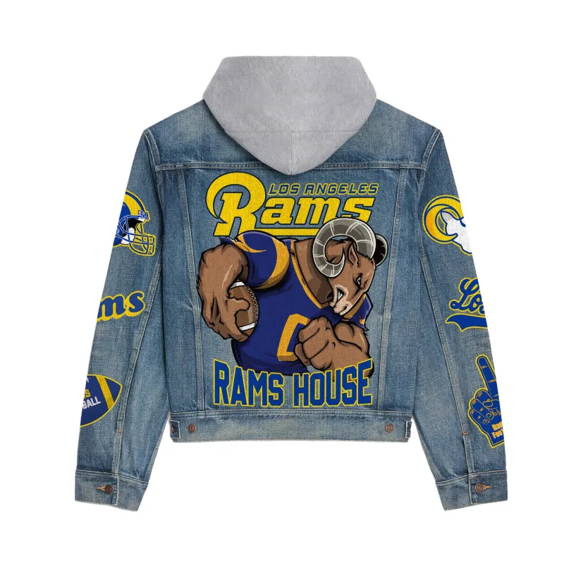 Los Angeles Rams Hooded Denim Jacket Back Design
