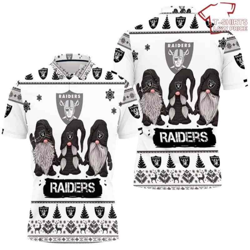 Christmas Gnomes Oakland Raiders Ugly Sweatshirt Christmas 3D Polo Shirt