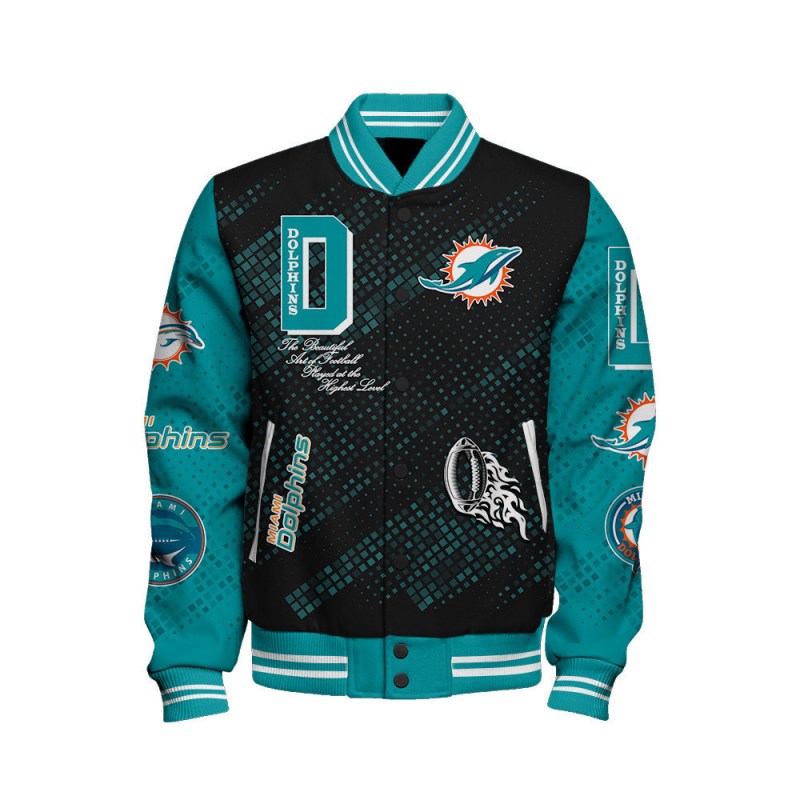 Miami Dolphins Varsity Jacket Back View