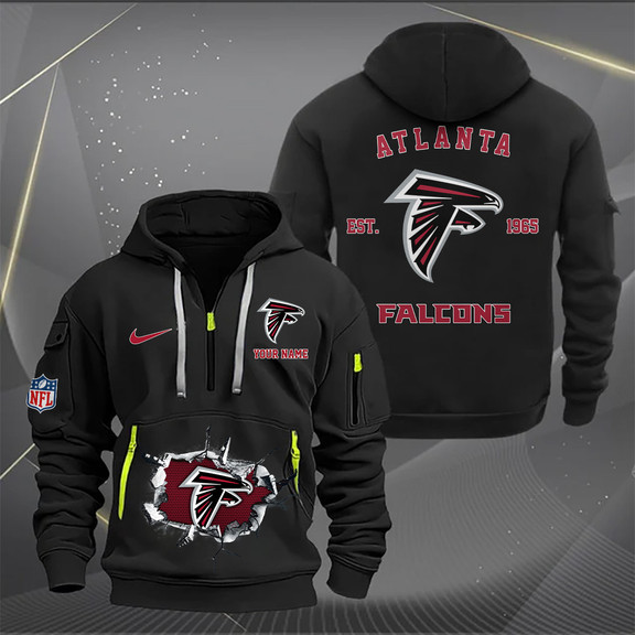 Atlanta Falcons Personalized Quarter Zip Hoodie