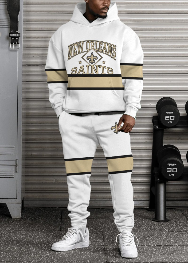 New Orleans Saints Combo Pullover Hoodie and Sweatpants Image 2