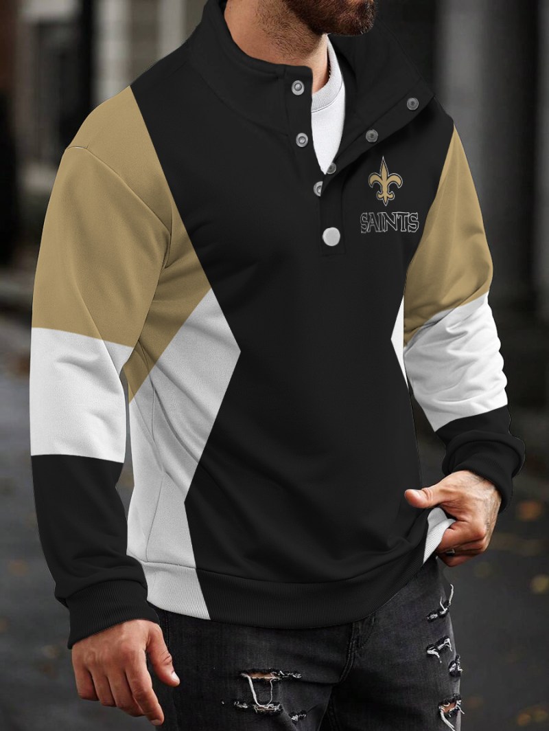 New Orleans Saints Casual Colorful Stand Collar Sweatshirt