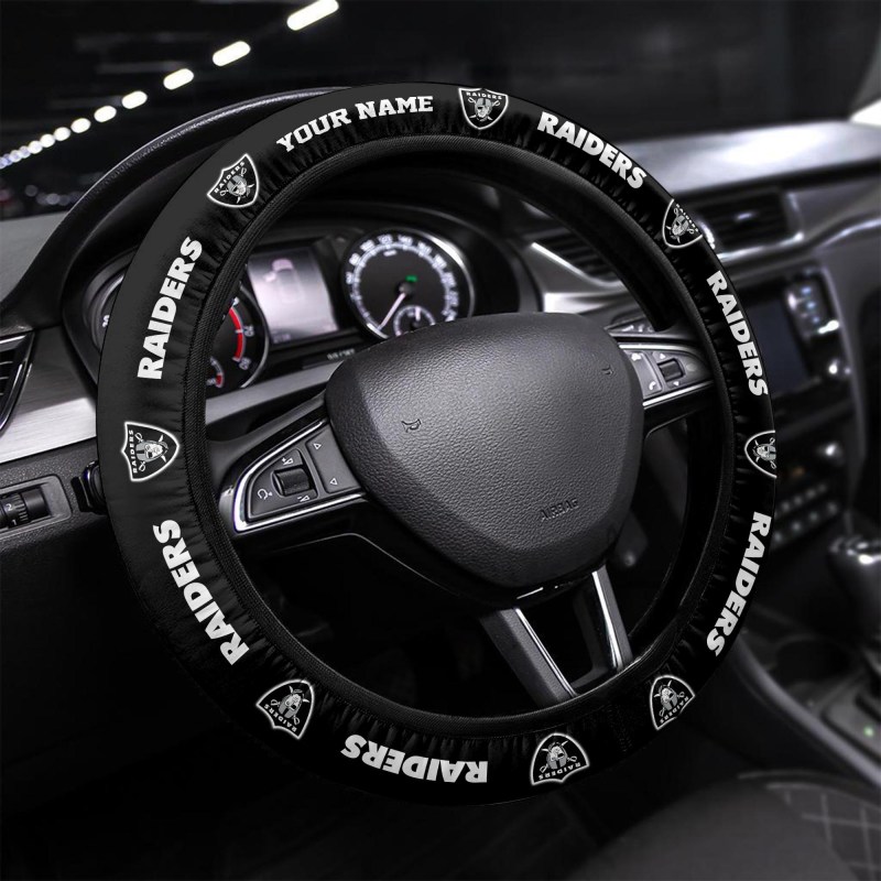 Las Vegas Raiders Personalized Steering Wheel Cover