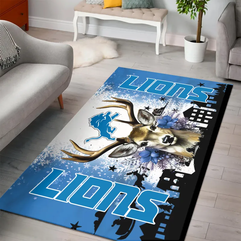 Detroit Lions Christmas Rectangle Rug