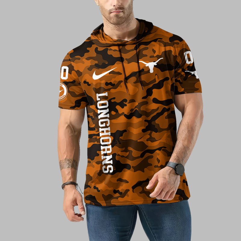 Texas Longhorns Personalized Camo Hoodie Front