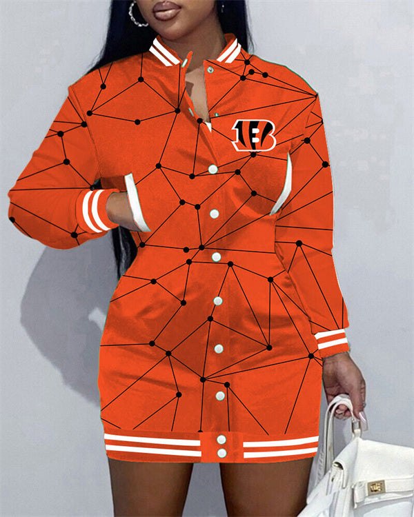 Cincinnati Bengals Women Button Down Jacket Dress