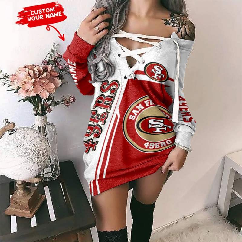 San Francisco 49ers Personalized Lace-Up Sweatshirt