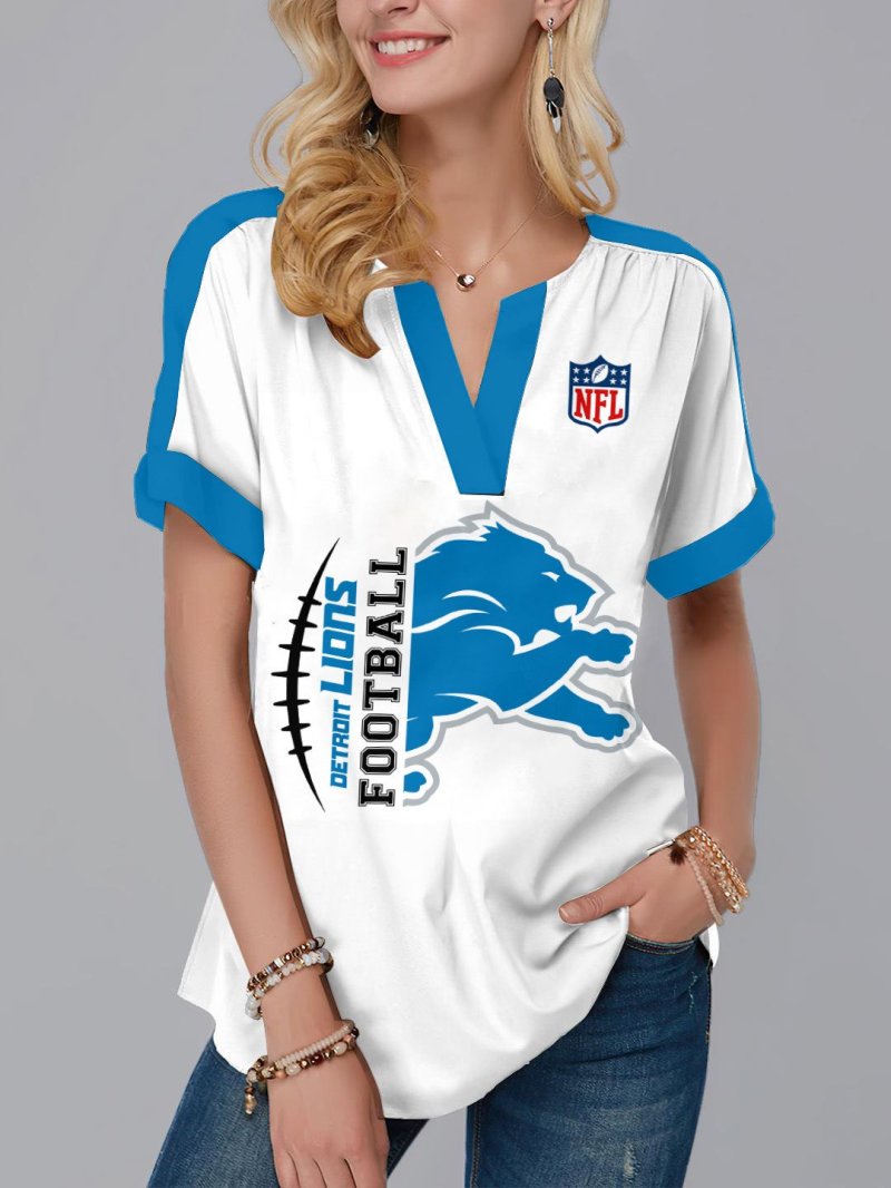Detroit Lions Fashion Short Sleeve V-Neck Shirt
