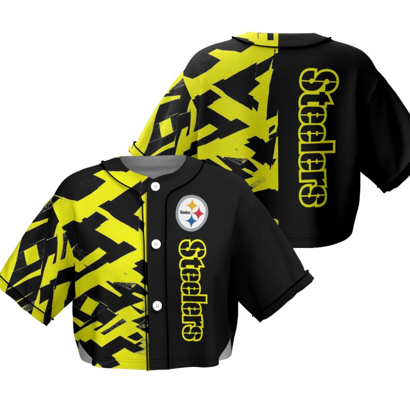 Pittsburgh Steelers Crop Top Baseball Jersey
