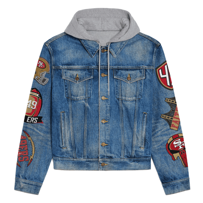 San Francisco 49ers Premium Hooded Denim Jacket Image 3