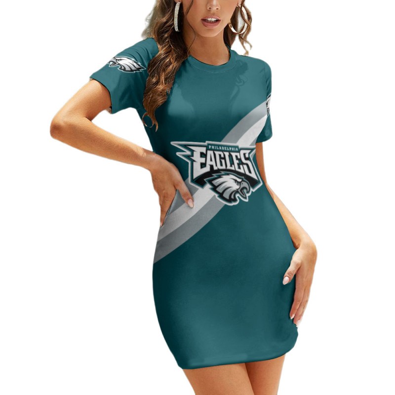 Philadelphia Eagles Sleeve Bodycon Mini Dress - Side View