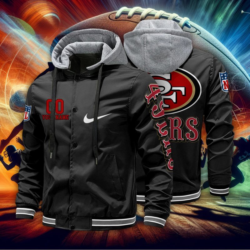 San Francisco 49ers Baseball Jacket with Detachable Hood