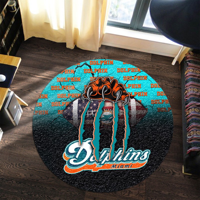 Miami Dolphins Round Rug 196 Design